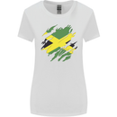 Torn Jamaican Flag Jamaica Day Football Womens Wider Cut T-Shirt White