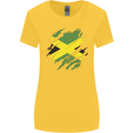 Torn Jamaican Flag Jamaica Day Football Womens Wider Cut T-Shirt Yellow