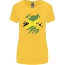 Torn Jamaican Flag Jamaica Day Football Womens Wider Cut T-Shirt Yellow
