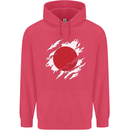 Torn Japan Flag Japanese Day Football Childrens Kids Hoodie Heliconia