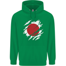 Torn Japan Flag Japanese Day Football Childrens Kids Hoodie Irish Green