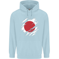 Torn Japan Flag Japanese Day Football Childrens Kids Hoodie Light Blue