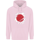 Torn Japan Flag Japanese Day Football Childrens Kids Hoodie Light Pink