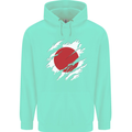 Torn Japan Flag Japanese Day Football Childrens Kids Hoodie Peppermint