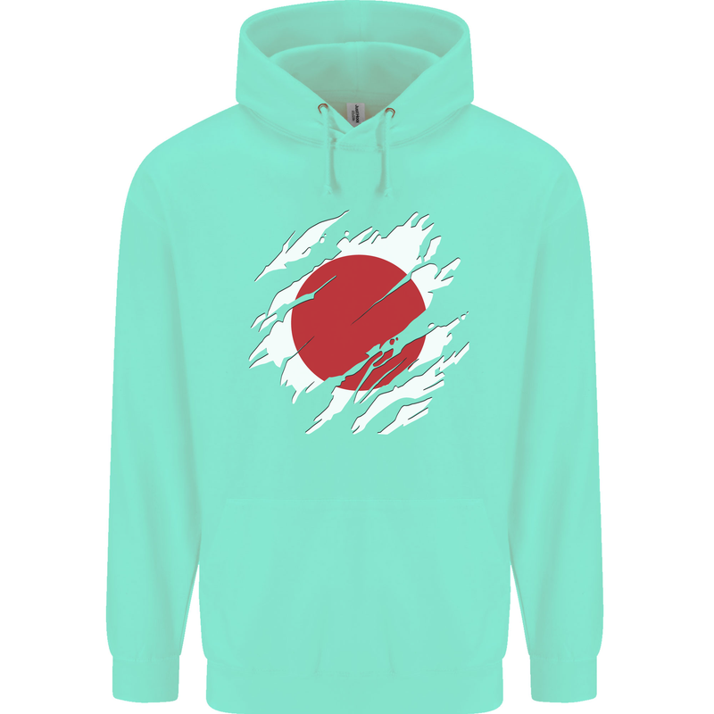 Torn Japan Flag Japanese Day Football Childrens Kids Hoodie Peppermint