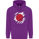 Torn Japan Flag Japanese Day Football Childrens Kids Hoodie Purple