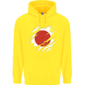 Torn Japan Flag Japanese Day Football Childrens Kids Hoodie Yellow