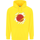 Torn Japan Flag Japanese Day Football Childrens Kids Hoodie Yellow