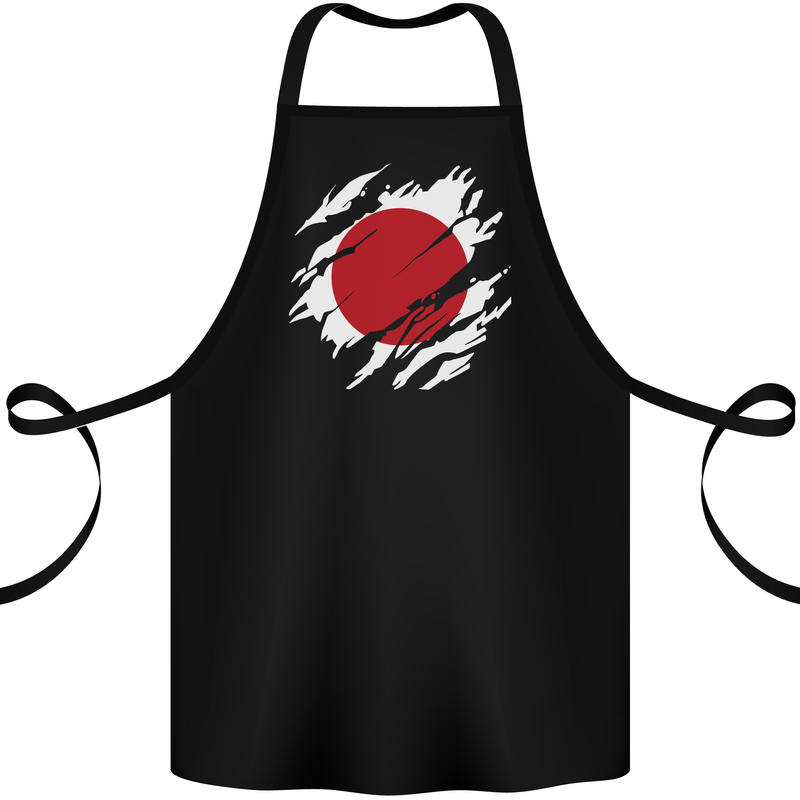 Torn Japan Flag Japanese Day Football Cotton Apron 100% Organic Black