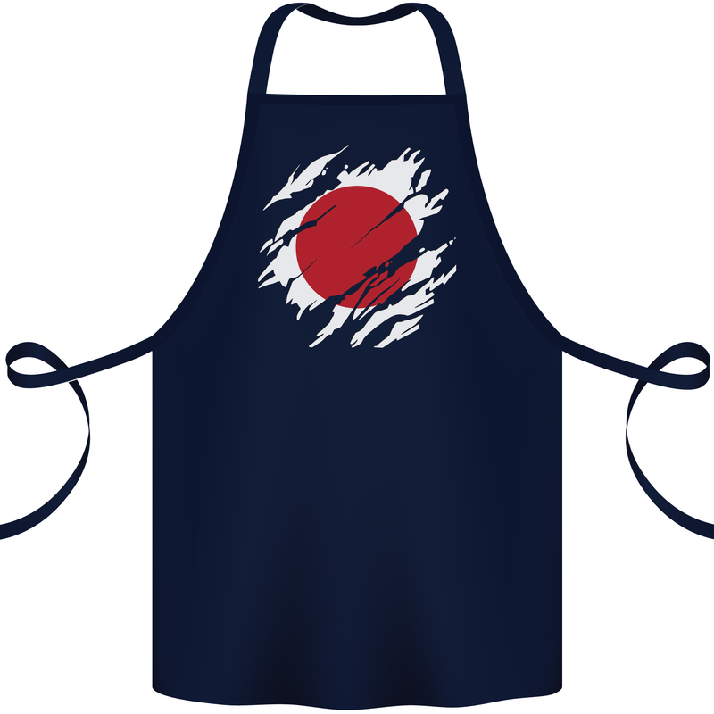 Torn Japan Flag Japanese Day Football Cotton Apron 100% Organic Navy Blue
