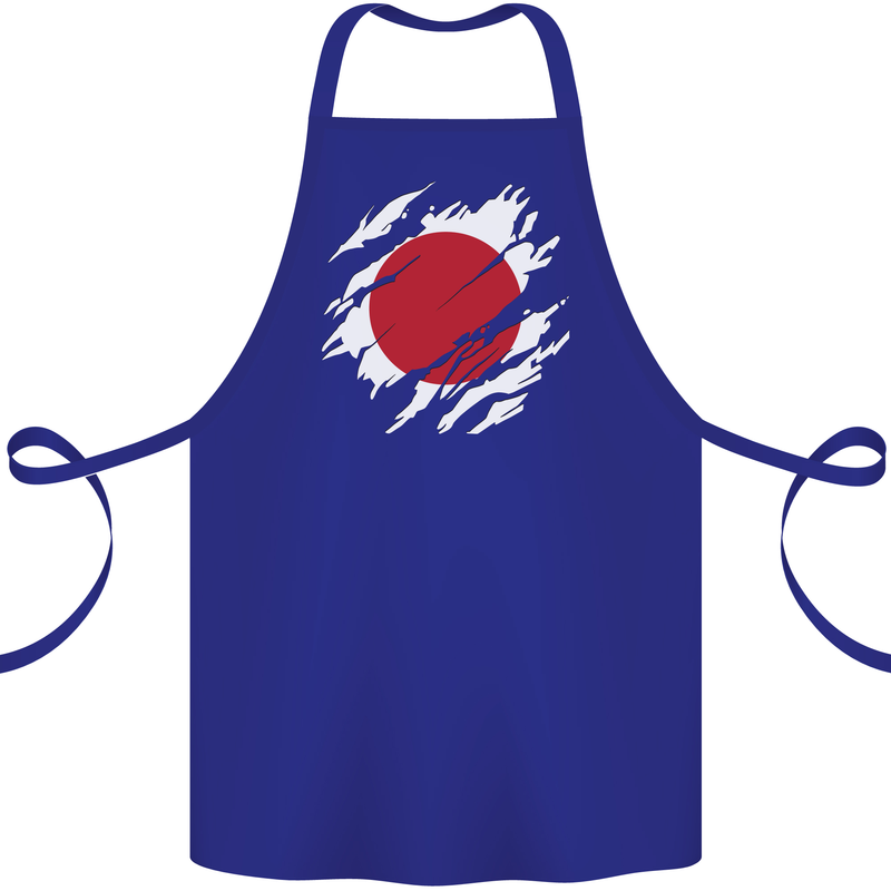Torn Japan Flag Japanese Day Football Cotton Apron 100% Organic Royal Blue