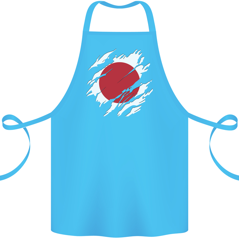 Torn Japan Flag Japanese Day Football Cotton Apron 100% Organic Turquoise