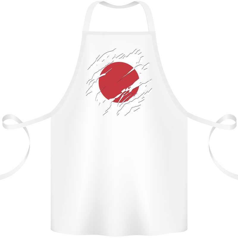 Torn Japan Flag Japanese Day Football Cotton Apron 100% Organic White