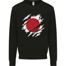 Torn Japan Flag Japanese Day Football Kids Sweatshirt Jumper Black
