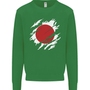 Torn Japan Flag Japanese Day Football Kids Sweatshirt Jumper Irish Green