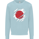 Torn Japan Flag Japanese Day Football Kids Sweatshirt Jumper Light Blue