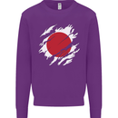 Torn Japan Flag Japanese Day Football Kids Sweatshirt Jumper Purple