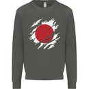 Torn Japan Flag Japanese Day Football Kids Sweatshirt Jumper Storm Grey