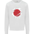 Torn Japan Flag Japanese Day Football Kids Sweatshirt Jumper White