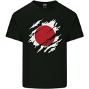 Torn Japan Flag Japanese Day Football Kids T-Shirt Childrens Black