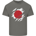 Torn Japan Flag Japanese Day Football Kids T-Shirt Childrens Charcoal