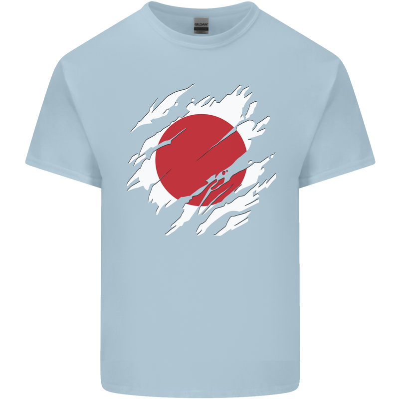 Torn Japan Flag Japanese Day Football Kids T-Shirt Childrens Light Blue
