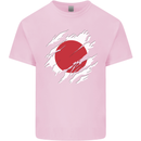 Torn Japan Flag Japanese Day Football Kids T-Shirt Childrens Light Pink