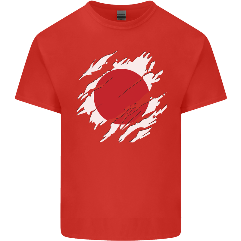 Torn Japan Flag Japanese Day Football Kids T-Shirt Childrens Red