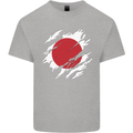 Torn Japan Flag Japanese Day Football Kids T-Shirt Childrens Sports Grey