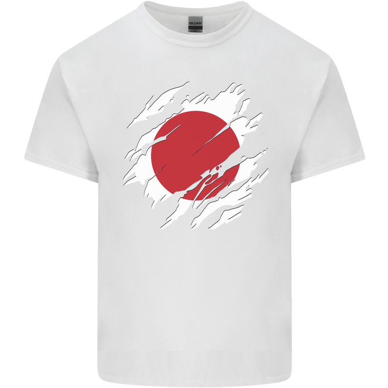 Torn Japan Flag Japanese Day Football Kids T-Shirt Childrens White