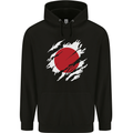 Torn Japan Flag Japanese Day Football Mens 80% Cotton Hoodie Black