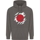 Torn Japan Flag Japanese Day Football Mens 80% Cotton Hoodie Charcoal