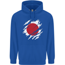 Torn Japan Flag Japanese Day Football Mens 80% Cotton Hoodie Royal Blue
