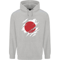 Torn Japan Flag Japanese Day Football Mens 80% Cotton Hoodie Sports Grey