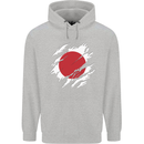 Torn Japan Flag Japanese Day Football Mens 80% Cotton Hoodie Sports Grey