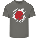Torn Japan Flag Japanese Day Football Mens Cotton T-Shirt Tee Top Charcoal