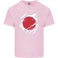 Torn Japan Flag Japanese Day Football Mens Cotton T-Shirt Tee Top Light Pink