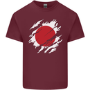 Torn Japan Flag Japanese Day Football Mens Cotton T-Shirt Tee Top Maroon