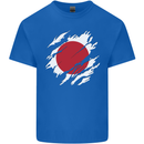 Torn Japan Flag Japanese Day Football Mens Cotton T-Shirt Tee Top Royal Blue