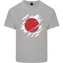 Torn Japan Flag Japanese Day Football Mens Cotton T-Shirt Tee Top Sports Grey