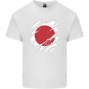 Torn Japan Flag Japanese Day Football Mens Cotton T-Shirt Tee Top White