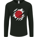 Torn Japan Flag Japanese Day Football Mens Long Sleeve T-Shirt Black