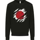 Torn Japan Flag Japanese Day Football Mens Sweatshirt Jumper Black