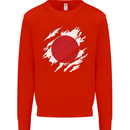 Torn Japan Flag Japanese Day Football Mens Sweatshirt Jumper Bright Red