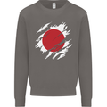 Torn Japan Flag Japanese Day Football Mens Sweatshirt Jumper Charcoal