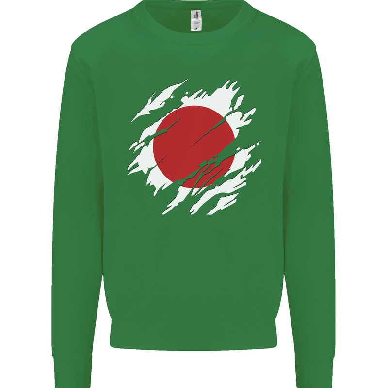 Torn Japan Flag Japanese Day Football Mens Sweatshirt Jumper Irish Green