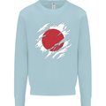Torn Japan Flag Japanese Day Football Mens Sweatshirt Jumper Light Blue