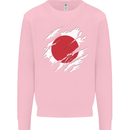 Torn Japan Flag Japanese Day Football Mens Sweatshirt Jumper Light Pink