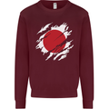 Torn Japan Flag Japanese Day Football Mens Sweatshirt Jumper Maroon