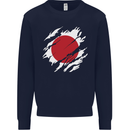 Torn Japan Flag Japanese Day Football Mens Sweatshirt Jumper Navy Blue